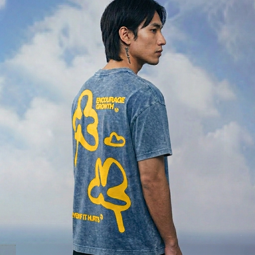 Encourage Growth Denim Wash - Oversized T-Shirt
