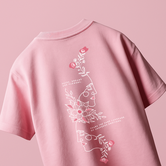 Face Lines - Pink Oversized T-Shirt