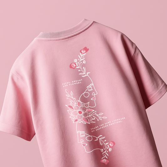 Face Lines - Pink Oversized T-Shirt