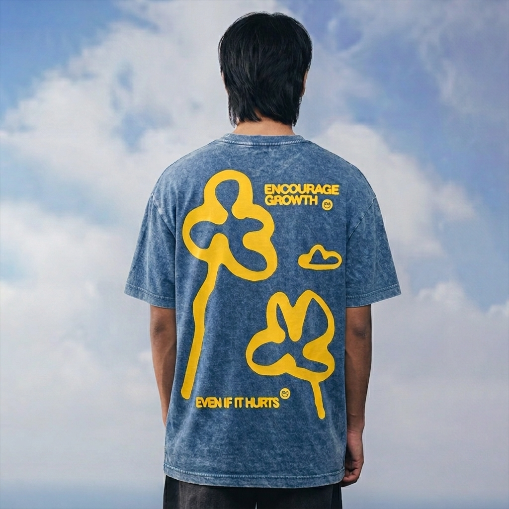Encourage Growth Denim Wash - Oversized T-Shirt