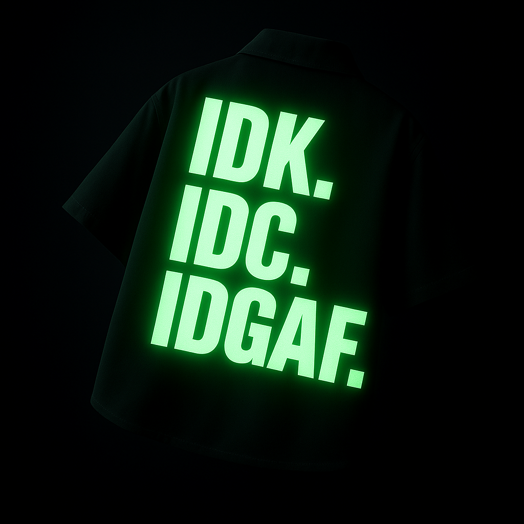 IDK IDC IDGAF [Glow in the Dark] Shirt
